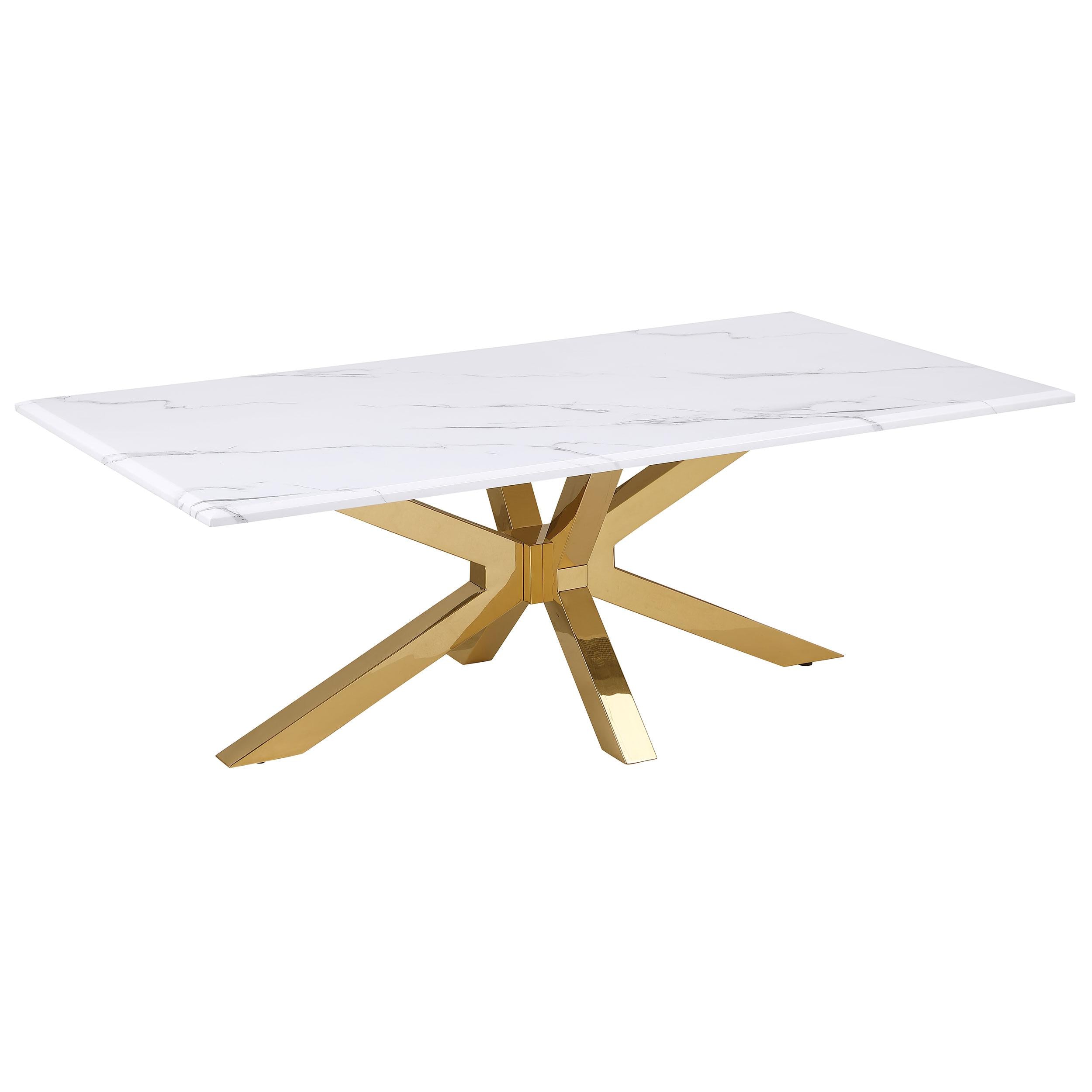 Coaster Furniture Visalia 710218 Faux Marble Top Stainless Steel Coffee Table - Gold IMAGE 1